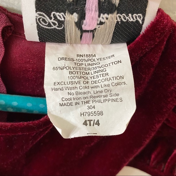 Red Velvet Dress With Rose Appliqués - Picture 5 of 6